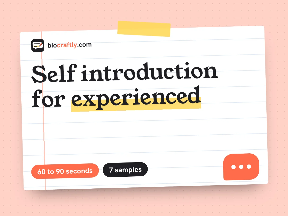 Self introduction for experienced